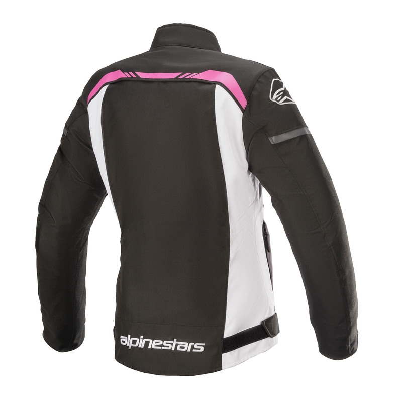 Veste de moto imperméable Alpinestars Stella T-SPS pour femmes, noir, blanc et rose