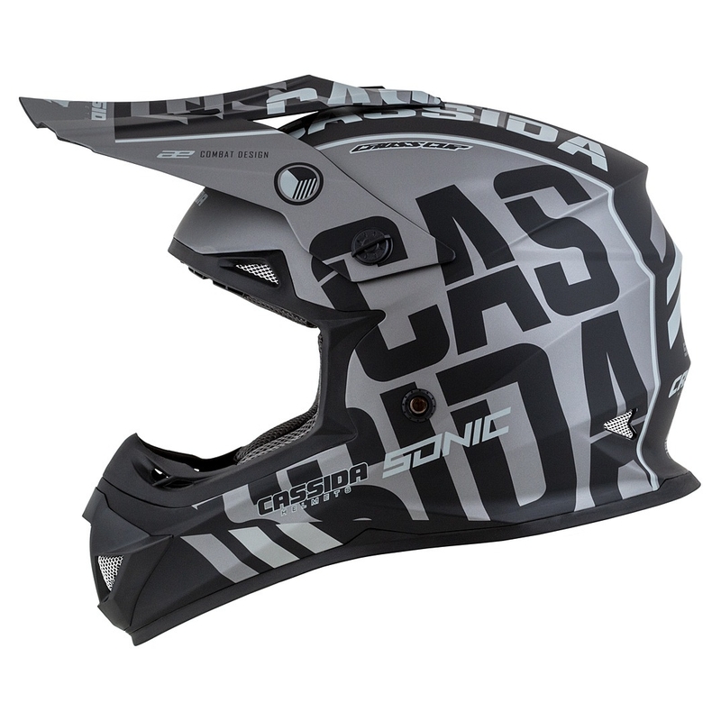 Casque motocross enfant Cassida Cross Cup Sonic Junior gris mat-noir