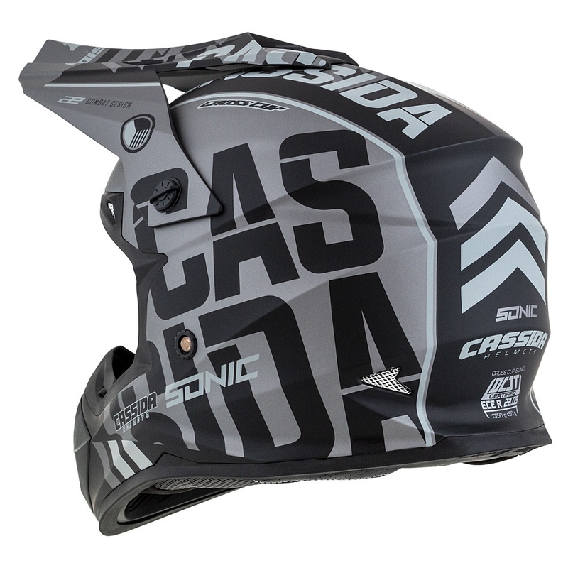 Casque motocross enfant Cassida Cross Cup Sonic Junior gris mat-noir