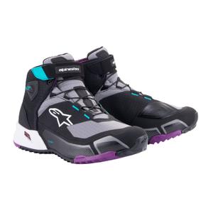 Bottes de moto Alpinestars Femmes Stella CR-X Drystar Noir-Gris-Violet-Turquoise