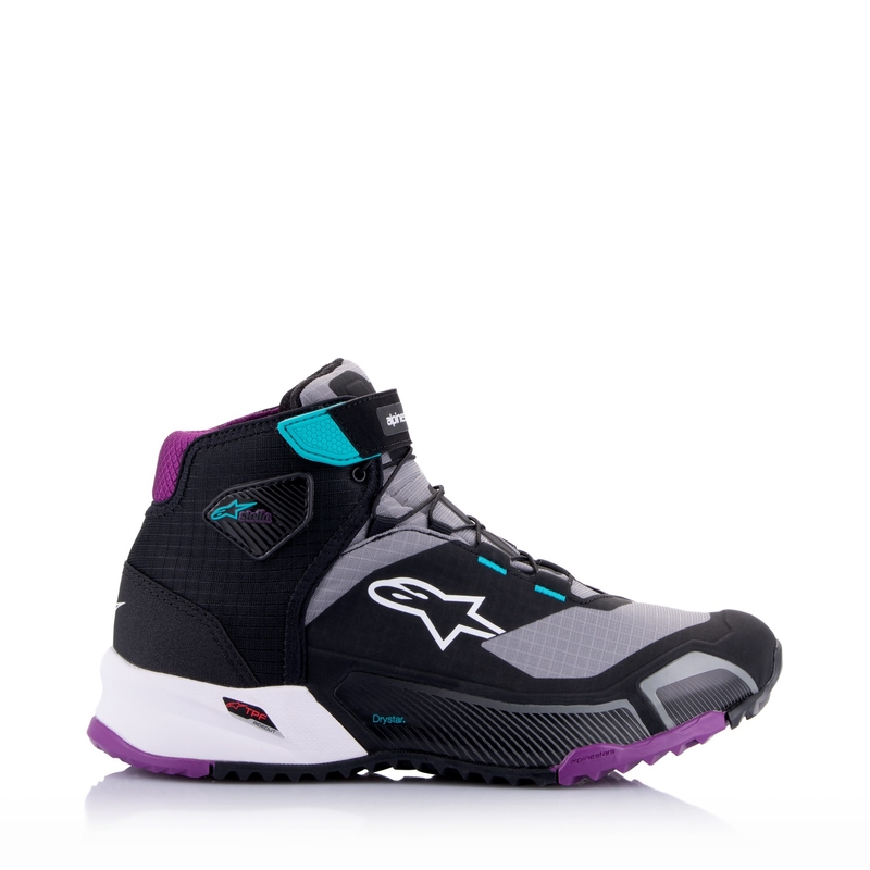 Bottes de moto Alpinestars Femmes Stella CR-X Drystar Noir-Gris-Violet-Turquoise
