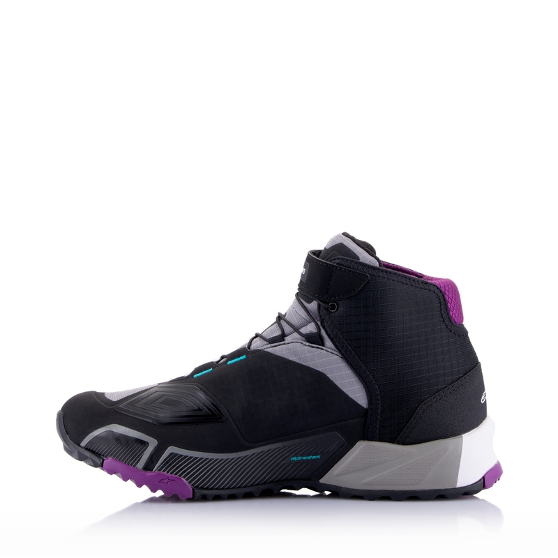 Bottes de moto Alpinestars Femmes Stella CR-X Drystar Noir-Gris-Violet-Turquoise