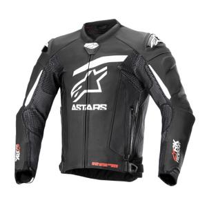 Veste de moto Alpinestars GP Plus R 4 Rideknit en cuir noir et blanc