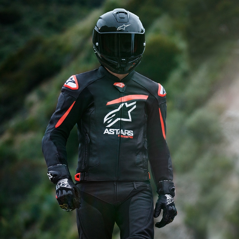 Alpinestars GP plus R 4 Airflow Veste de moto en cuir noir-rouge-fluo-blanc