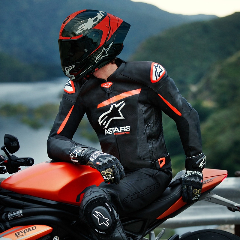 Alpinestars GP plus R 4 Airflow Veste de moto en cuir noir-rouge-fluo-blanc