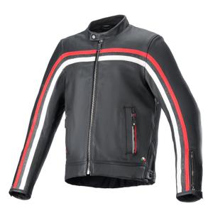 Alpinestars Dyno Veste de moto en cuir noir-rouge-beige