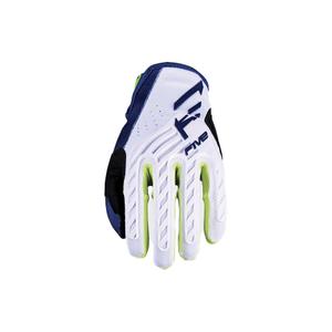 Gants motocross enfants FIVE MXF3 EVO bleu-blanc-jaune fluo