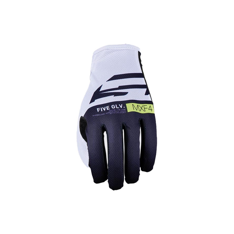 Gants de motocross FIVE MXF4 blanc-bleu-jaune fluo