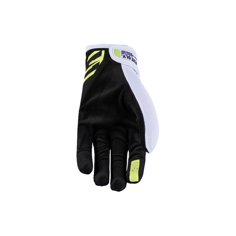 Gants de motocross FIVE MXF4 blanc-bleu-jaune fluo
