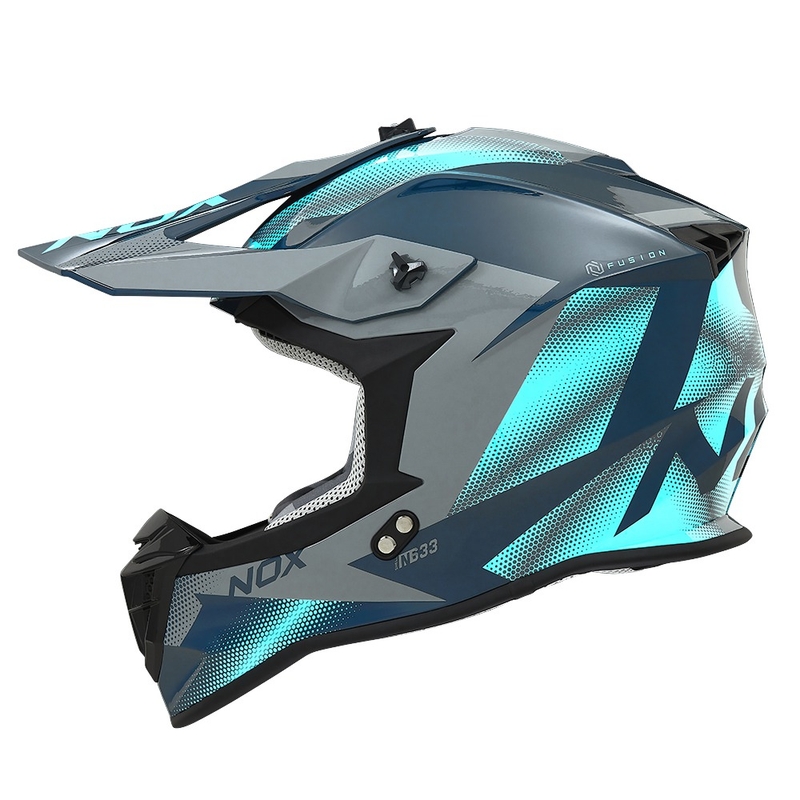 Casque motocross NOX N633 bleu fluo-gris