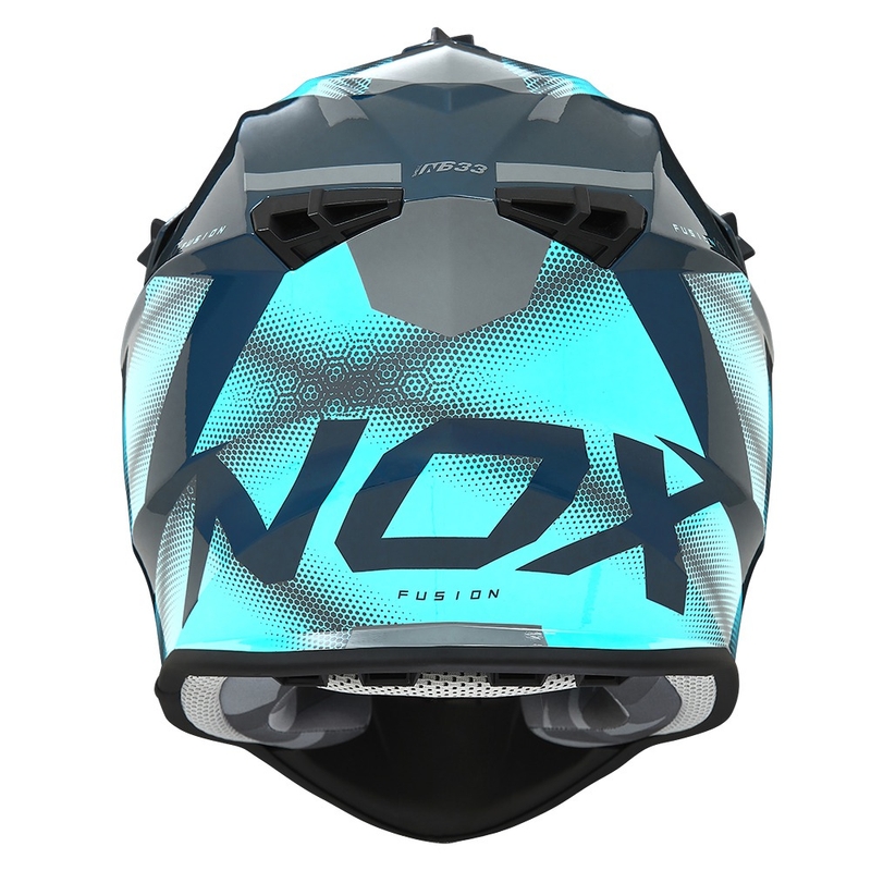 Casque motocross NOX N633 bleu fluo-gris