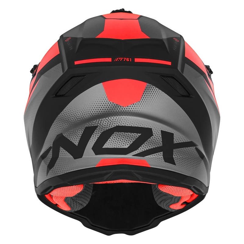 Casque motocross enfant NOX N761 MX rouge fluo-noir-gris