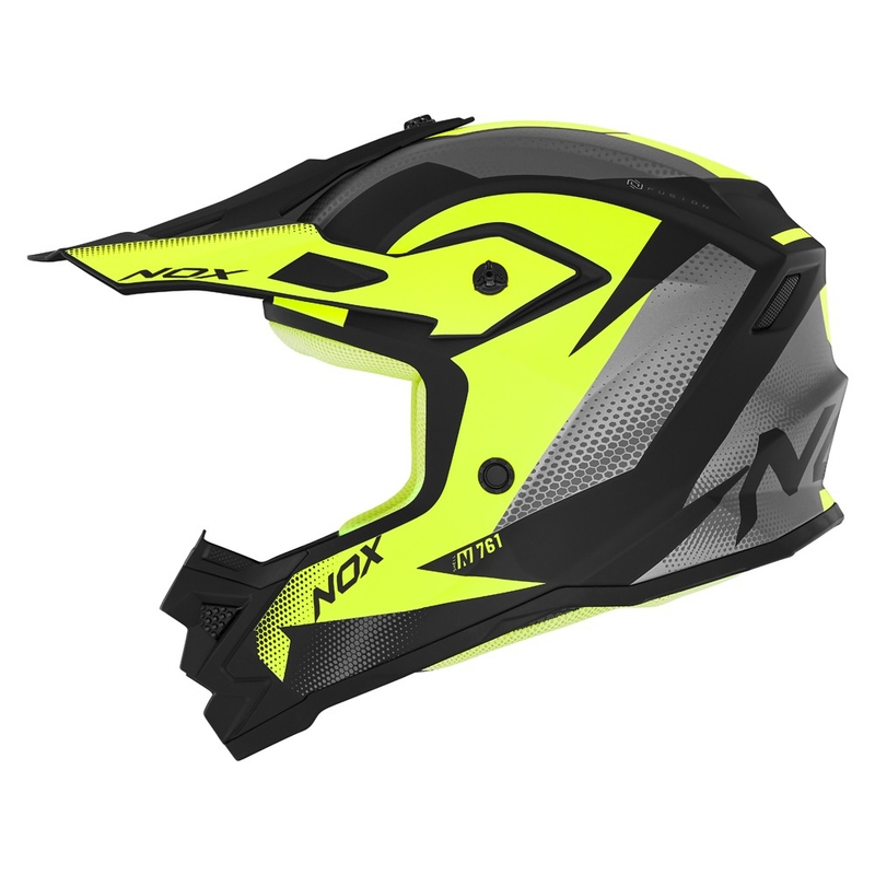 Casque motocross enfants NOX N761 MX jaune fluo-noir-gris