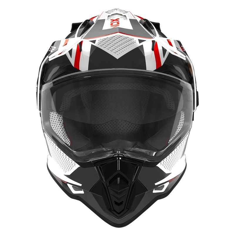 Casque d'enduro NOX N312 Drone blanc-noir-rouge