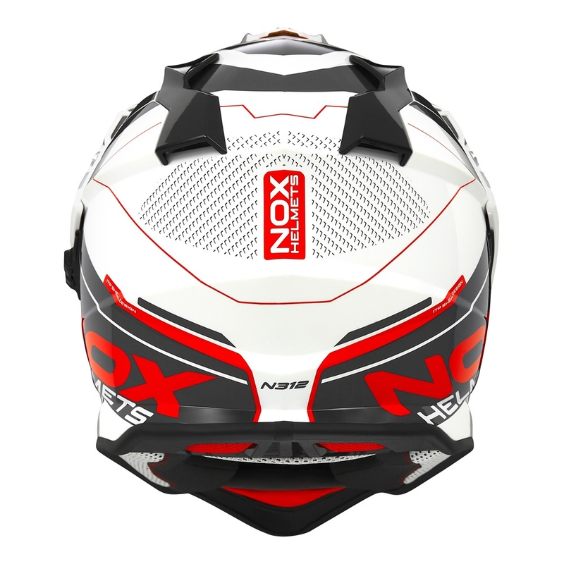 Casque d'enduro NOX N312 Drone blanc-noir-rouge