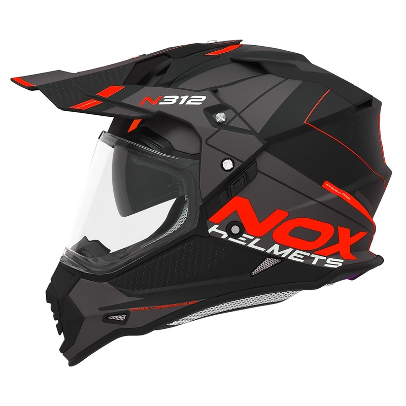 Casque d'enduro NOX N312 Drone mat noir-rouge
