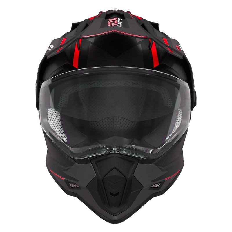 Casque d'enduro NOX N312 Drone mat noir-rouge
