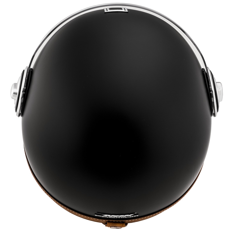 Casque moto ouvert NOX PREMIUM Heritage noir mat avec cuir marron