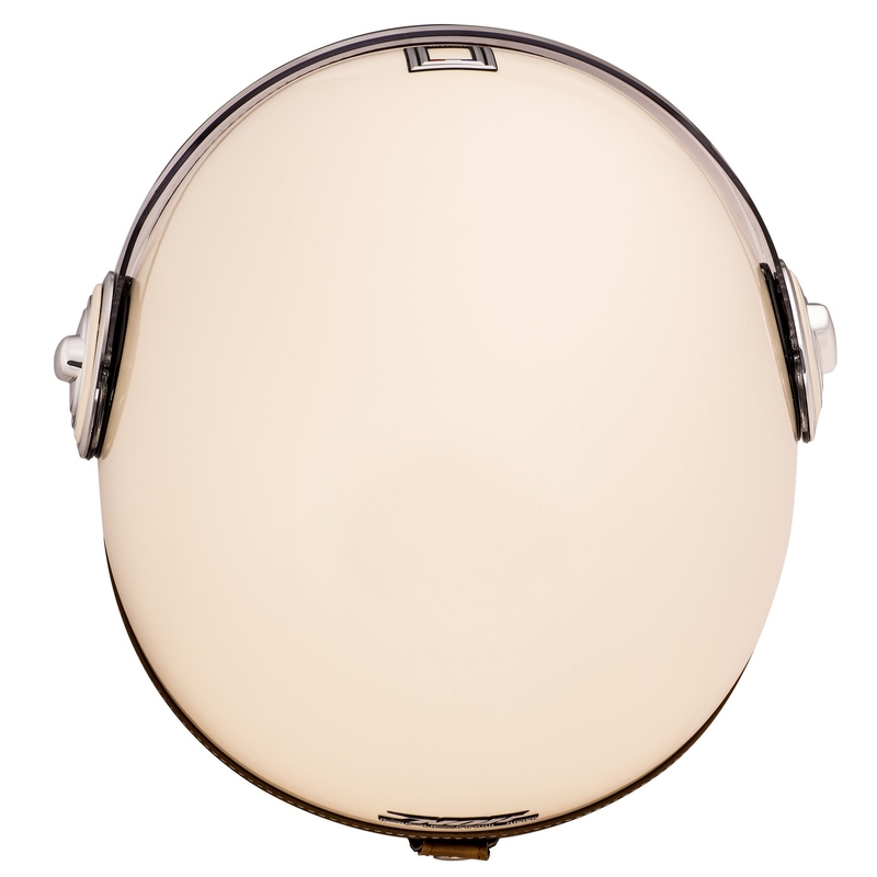 Casque moto ouvert NOX PREMIUM Heritage, blanc crème et cuir marron