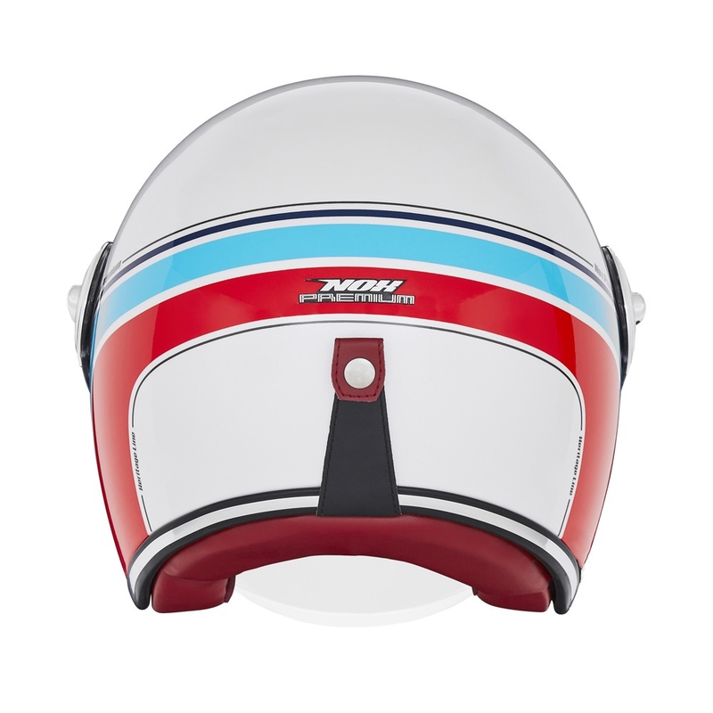 Casque moto ouvert NOX PREMIUM Heritage blanc-bleu-rouge
