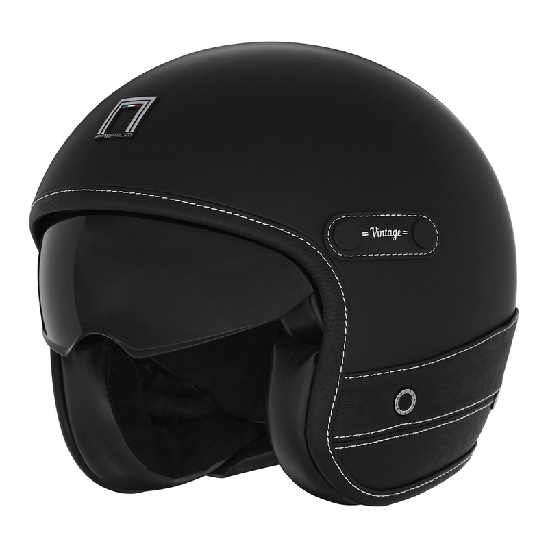 Casque moto ouvert NOX PREMIUM Heritage cuir noir