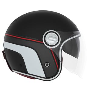 Casque moto ouvert NOX PREMIUM Heritage mat noir-rouge-blanc