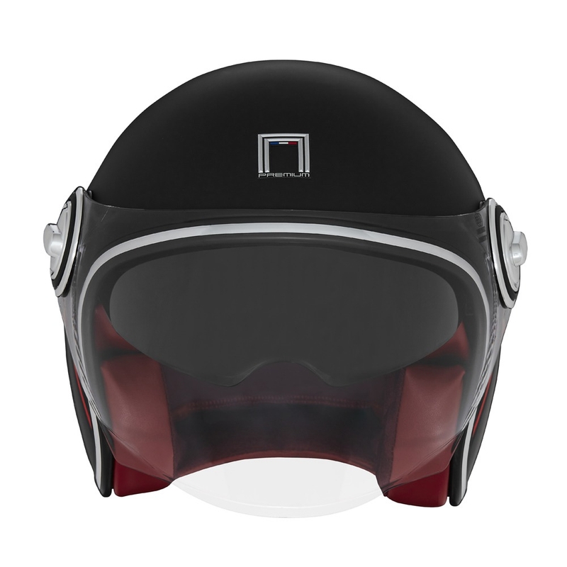 Casque moto ouvert NOX PREMIUM Heritage mat noir-rouge-blanc