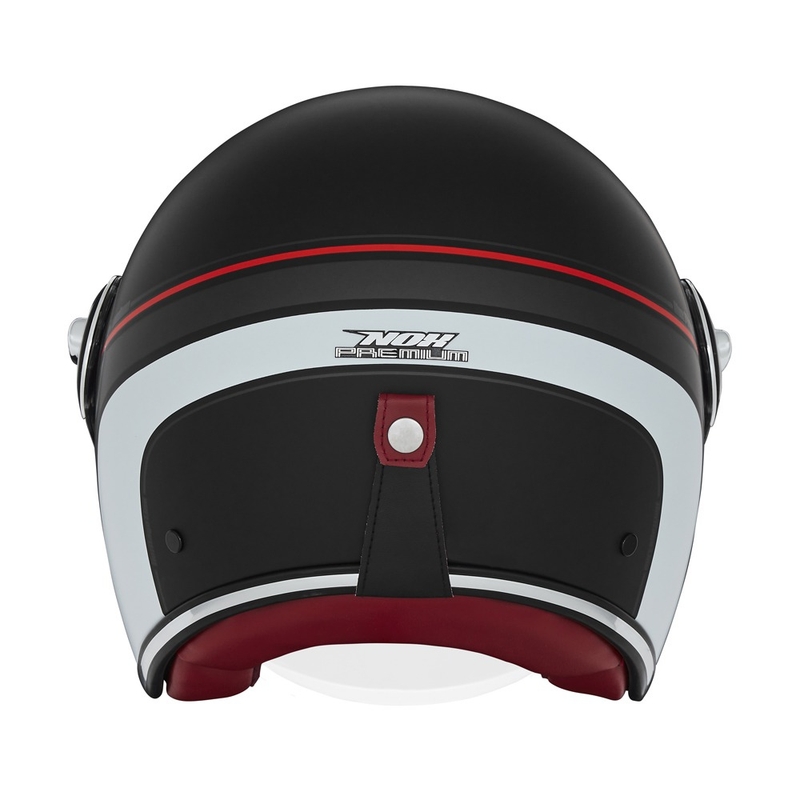 Casque moto ouvert NOX PREMIUM Heritage mat noir-rouge-blanc