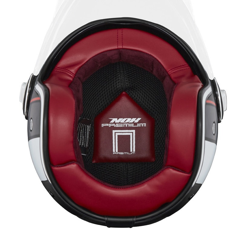 Casque moto ouvert NOX PREMIUM Heritage mat noir-rouge-blanc