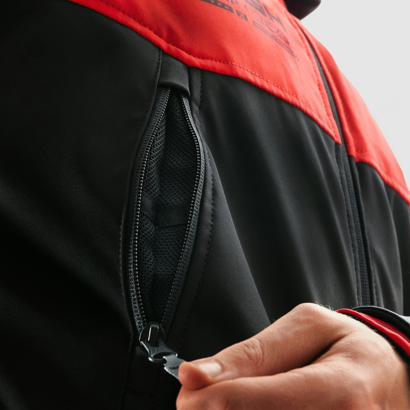 Veste de moto softshell Rebelhorn Slash noire et rouge