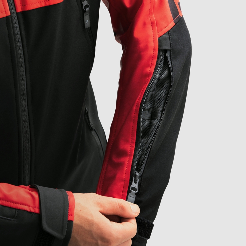 Veste de moto softshell Rebelhorn Slash noire et rouge