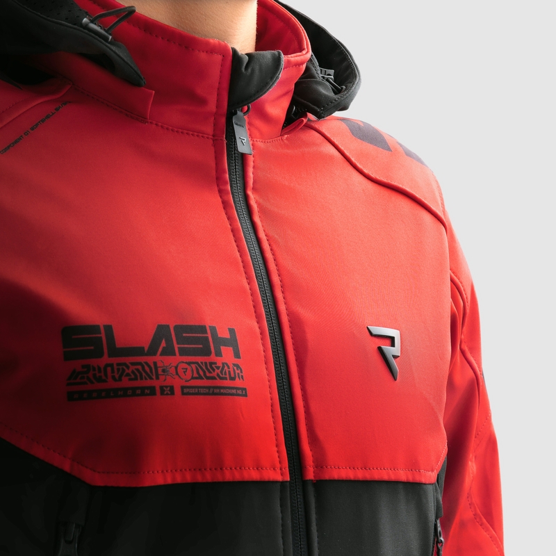 Veste de moto softshell Rebelhorn Slash noire et rouge