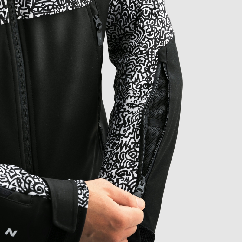 Veste moto Softshell Rebelhorn Slash Noriaki noir et blanc