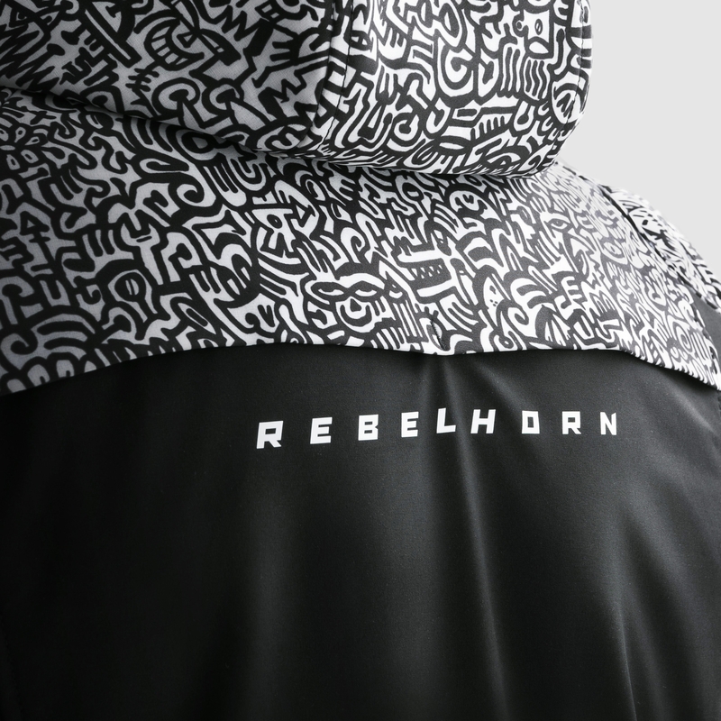 Veste moto Softshell Rebelhorn Slash Noriaki noir et blanc