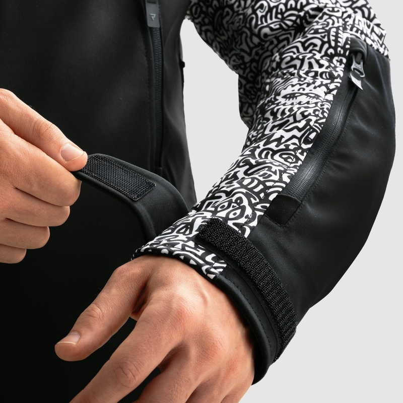 Veste moto Softshell Rebelhorn Slash Noriaki noir et blanc