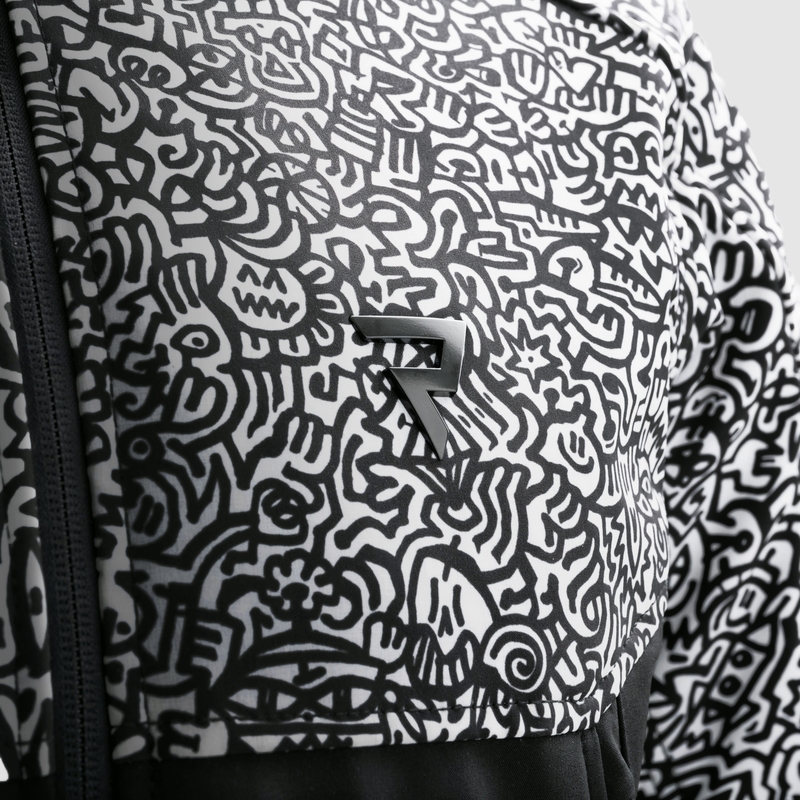 Veste moto Softshell Rebelhorn Slash Noriaki noir et blanc