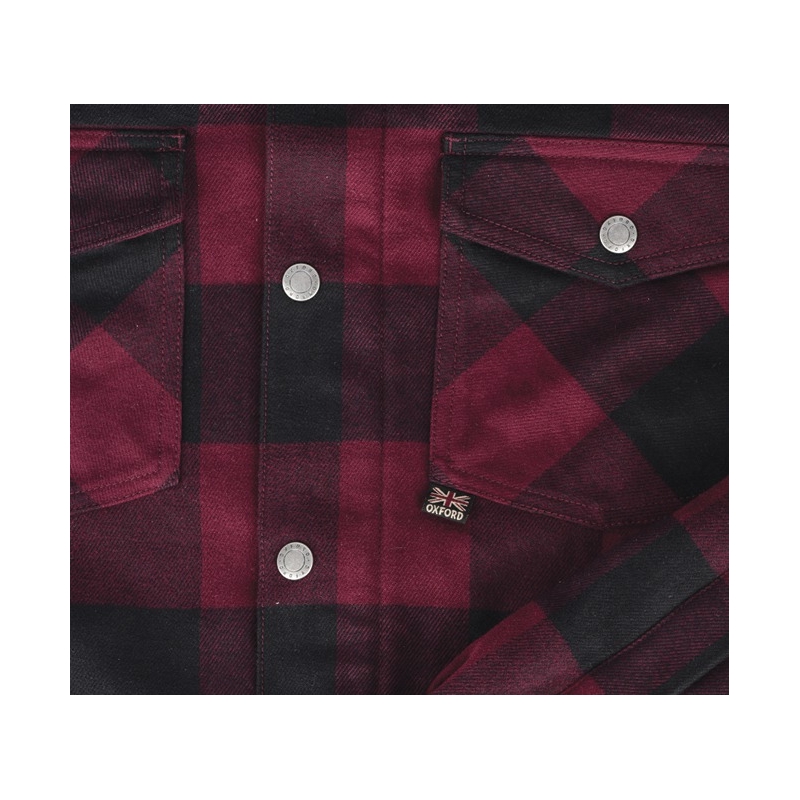 Chemise moto Oxford Kickback 2.0 pour femmes, rouge et noir