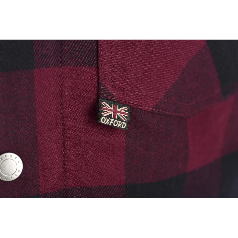 Chemise moto Oxford Kickback 2.0 pour femmes, rouge et noir