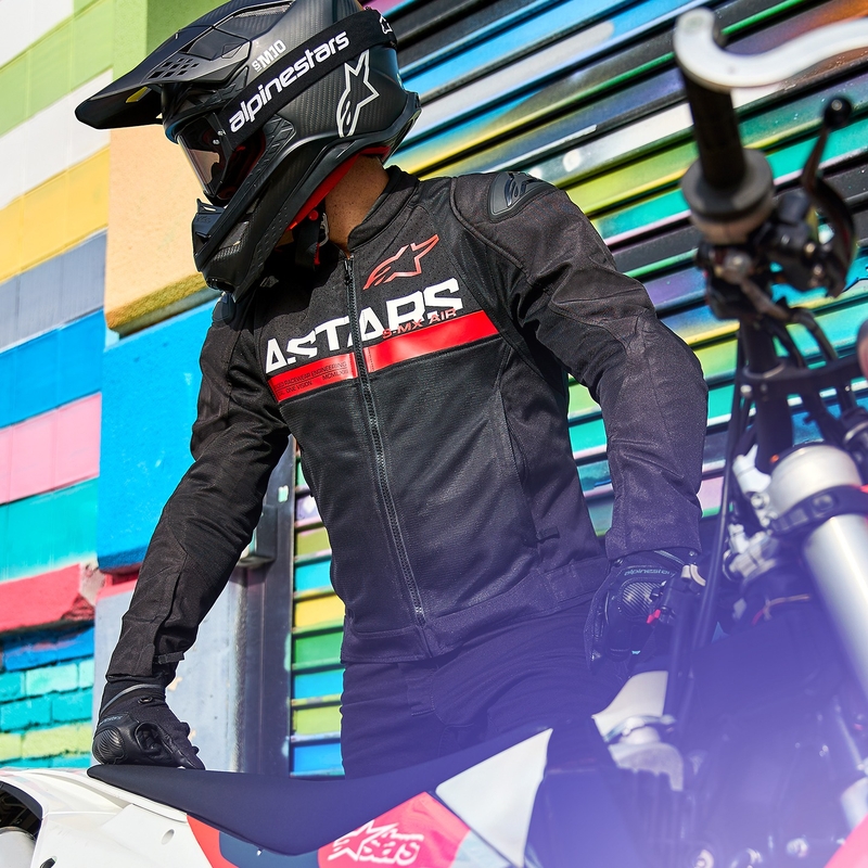 Veste moto Alpinestars SMX Air noir-rouge fluo