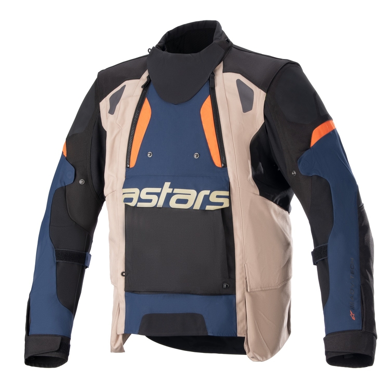 Veste moto Alpinestars Halo Drystar Bleu foncé-Khaki-Orange-Noir