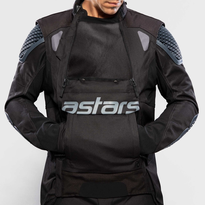 Veste moto Alpinestars Halo Drystar Bleu foncé-Khaki-Orange-Noir