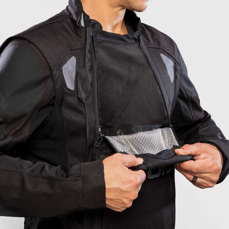 Veste moto Alpinestars Halo Drystar Bleu foncé-Khaki-Orange-Noir
