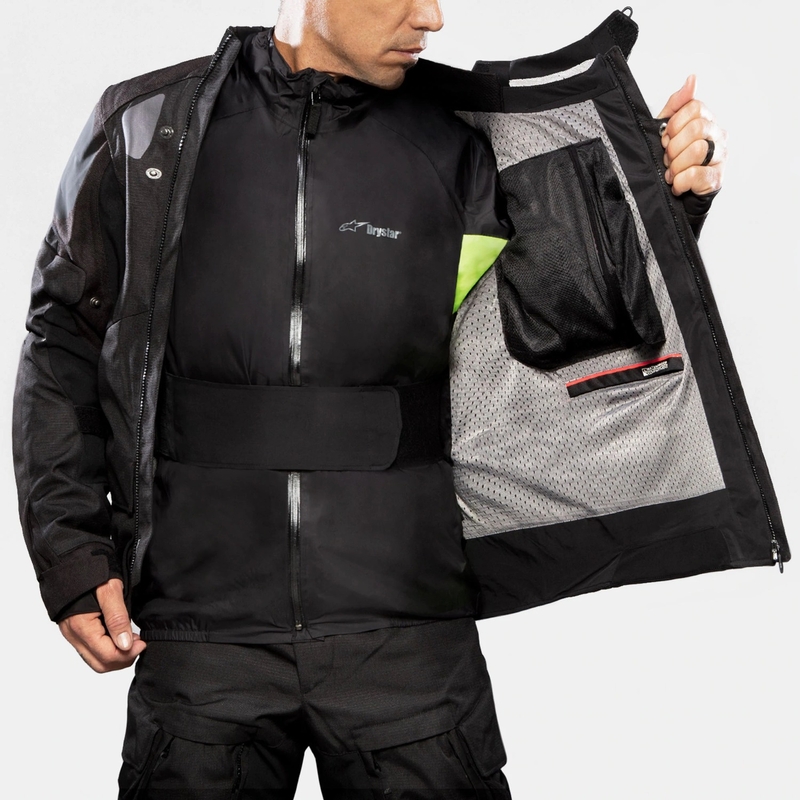 Veste moto Alpinestars Halo Drystar Bleu foncé-Khaki-Orange-Noir