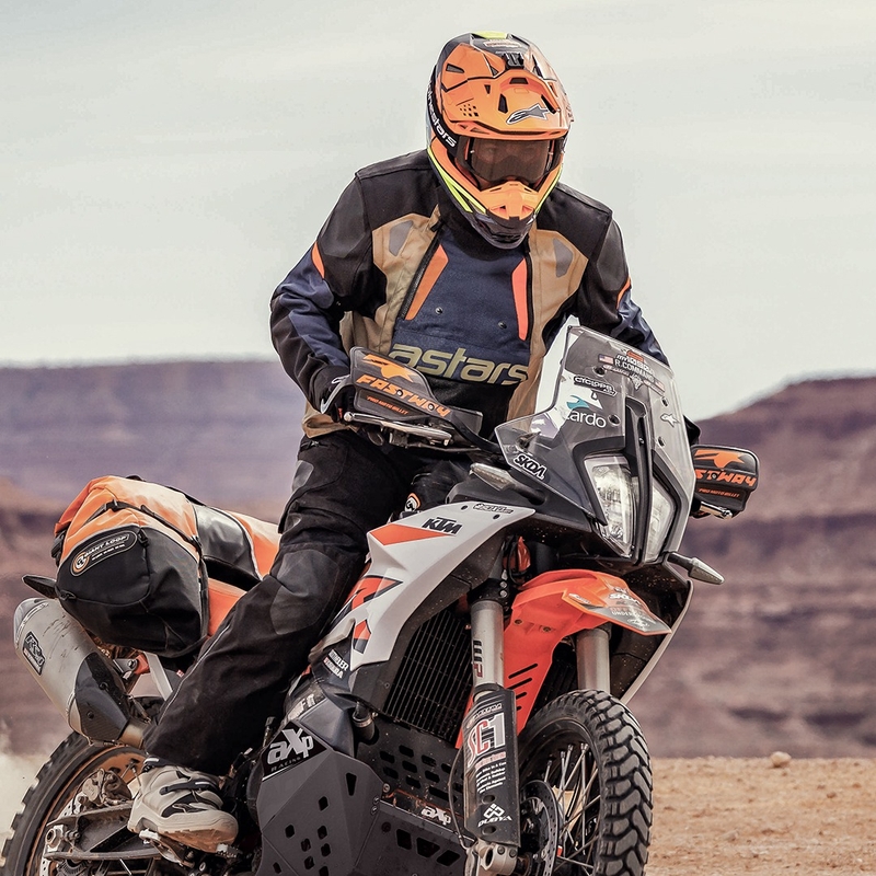 Veste moto Alpinestars Halo Drystar Bleu foncé-Khaki-Orange-Noir