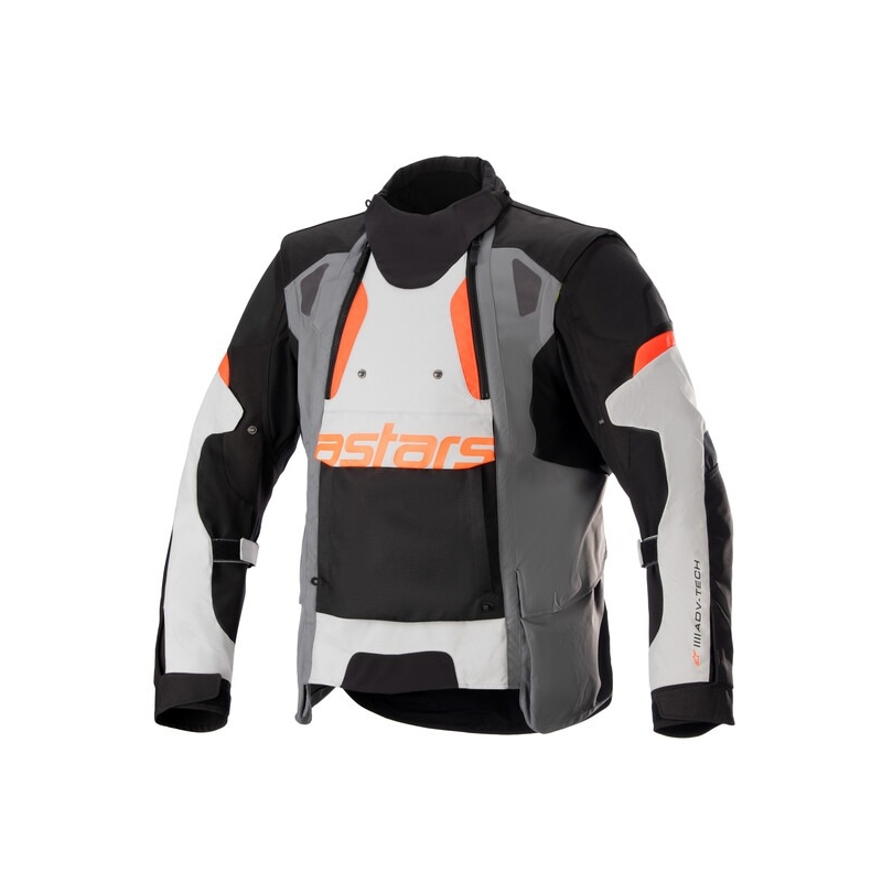 Veste moto Alpinestars Halo Drystar gris clair-gris foncé-noir-rouge fluo
