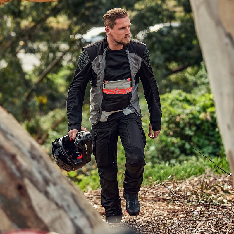 Veste moto Alpinestars Halo Drystar gris clair-gris foncé-noir-rouge fluo