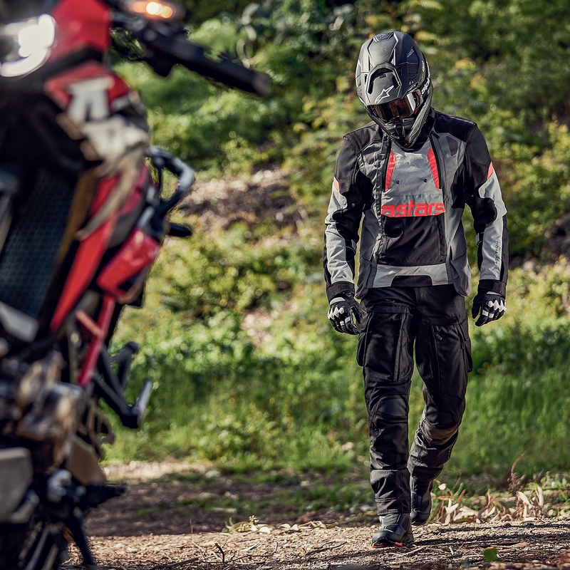 Veste moto Alpinestars Halo Drystar gris clair-gris foncé-noir-rouge fluo