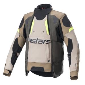 Veste moto Alpinestars Halo Drystar khaki-beige-jaune fluo