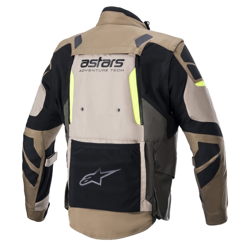 Veste moto Alpinestars Halo Drystar khaki-beige-jaune fluo
