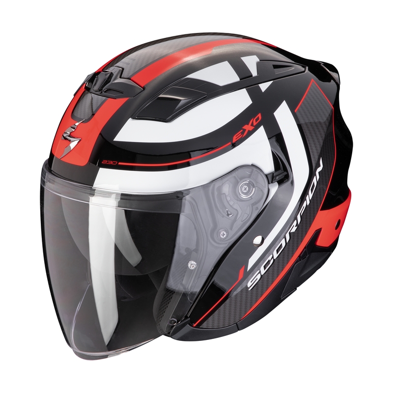 Casque moto ouvert SCORPION EXO-230 PUL noir-rouge soldes